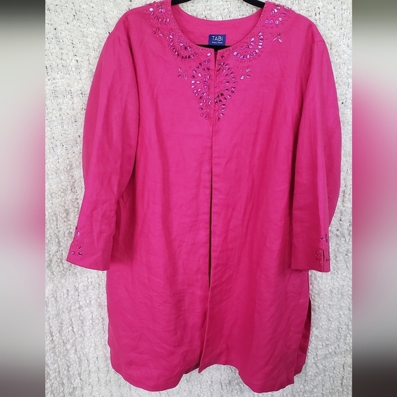 tabi xxl pink linen light summer coat - Picture 2 of 7